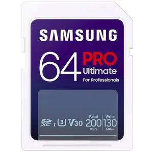 Samsung MB-SY64S/WW SD Card 64GB, PRO Ultimate, SDXC, UHS-I U3 V30, Read up to 200MB/s, Write up ...