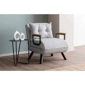Sando Single - Teddy Fabric - Grey Grey 1-Seat Sofa-Bed