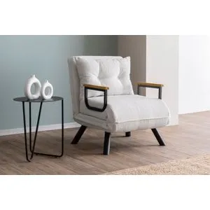 Sando Single - Teddy Fabric - White White 1-Seat Sofa-Bed