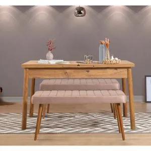 Santiago 0900 - Atlantic Pine, Stone Atlantic Pine
Stone Extendable Dining Table & Bench Set (3 P...