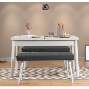 Santiago 1053 - White, Anthracite White
Anthracite Extendable Dining Table & Bench Set (3 Pieces)