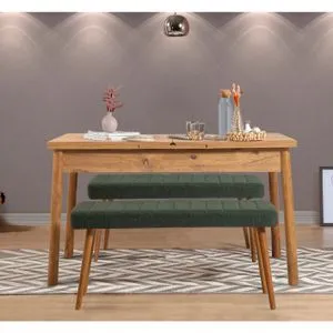 Santiago 1070 - Atlantic Pine, Green Atlantic Pine
Green Extendable Dining Table & Bench Set (3 P...