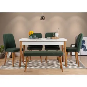 Santiago Atlantic-White Green Atlantic Pine
White
Green Extendable Dining Table & Chairs Set (6 P...