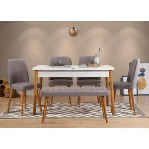 Santiago Atlantic-White Grey Atlantic Pine
White
Grey Extendable Dining Table & Chairs Set (6 Pie...