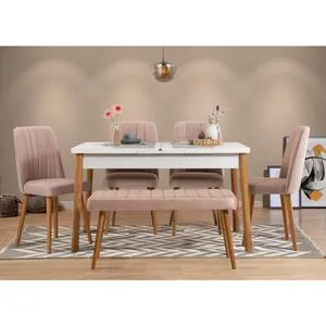 Santiago Atlantic-White Stone Atlantic Pine
White
Stone Extendable Dining Table & Chairs Set (6 P...