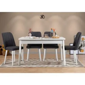 Santiago White Anthracite V2 White
Anthracite Extendable Dining Table & Chairs Set (5 Pieces)