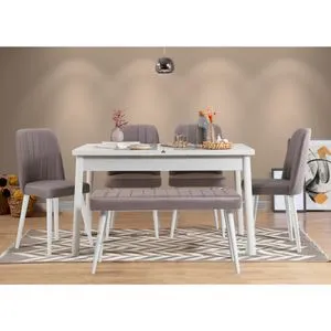 Santiago White Grey White
Grey Extendable Dining Table & Chairs Set (6 Pieces)