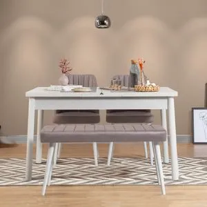 Santiago White-Soho Grey White
Grey Extendable Dining Table & Chairs Set (4 Pieces)