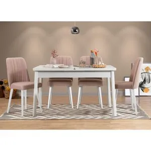 Santiago White Stone V2 White
Stone Extendable Dining Table & Chairs Set (5 Pieces)