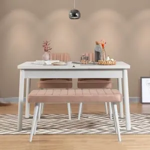 Santiago White-Stone White
Stone Extendable Dining Table & Chairs Set (4 Pieces)