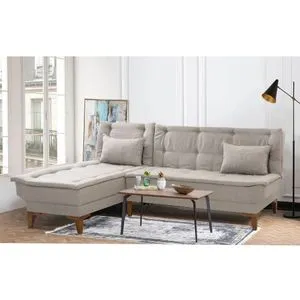 Santo Left - Cream Cream Corner Sofa-Bed