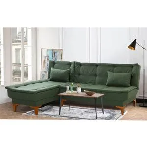 Santo Left - Green Green Corner Sofa-Bed