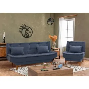 Santo-TKM06-1048 Dark Blue Sofa-Bed Set