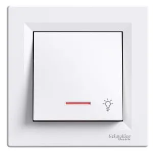 Schneider Electric Asfora, 1P taster 10A svetlo, lokator, beli
