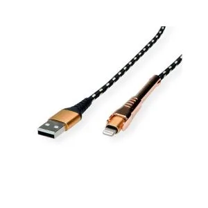 Secomp Roline GOLD Lightning to USB Cable for iPhone, iPod, iPad, with Smartphone support functio...