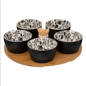 Secret de Gourmet set za predjelo 7 kom keramika bambus crno/bela 194183