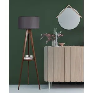 Sehbalı Tripod Ceviz Lambader sa Koničastim Abajurima