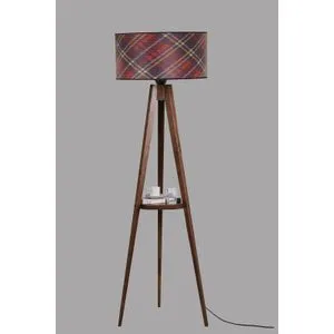 Sehbalı Tripod Lambader Ceviz Silindir 03 Abajurlu Multicolor Floor Lamp