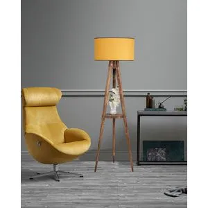 Sehbalı Tripod Yanık Lambader sa Hardal Abajur