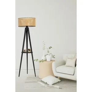 Sehpalı Tripod Crni Rattan Lambader sa Abajurima