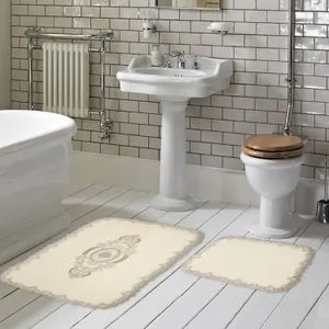 Selonya D - Cream Cream Bathmat Set (2 Pieces)