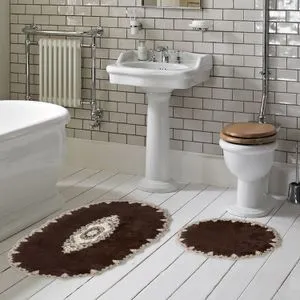 Selonya Oval - Brown Brown Bathmat Set (2 Pieces)