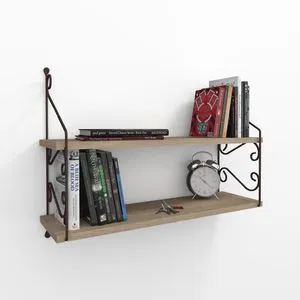 Seramoni 2'li - Sacramento Brown Wall Shelf
