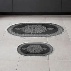 Set kupatilske prostirke 410602 - Crna i bela (2 komada)