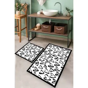 Set kupatilske prostirke u obliku srca (2 komada)