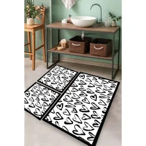 Set kupatilske prostirke u obliku srca (3 komada)