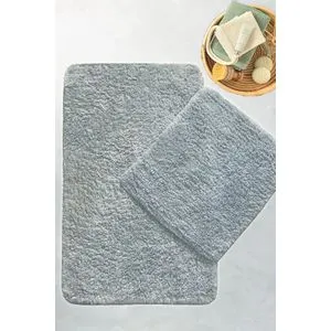 Set Pamučnih Kupatilskih Prostirki Cotton Basic - Siva Boja (2 Dela)