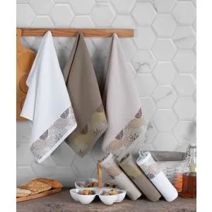 Set Peškira Ananas u Beloj, Braon i Bež Boji (6 Komada)