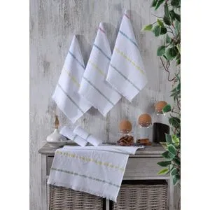 Set peškira Viola u beloj, žutoj, plavoj, zelenoj i ružičastoj boji (6 komada)