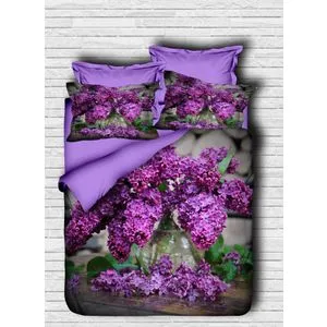Set Posteljine 135 Purple Green sa Jednim Prekrivačem