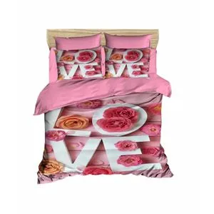 Set posteljine 197 Pink White Double sa dve jastučnice