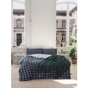 Set posteljine Casual - Tamnoplava i bela Ranforce XXL