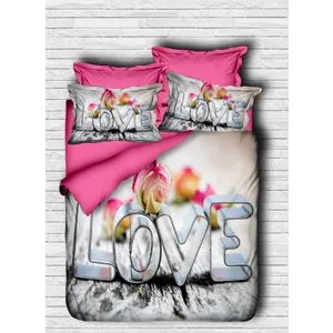 Set Posteljine Double 170 u Beloj, Roze i Crnoj Boji