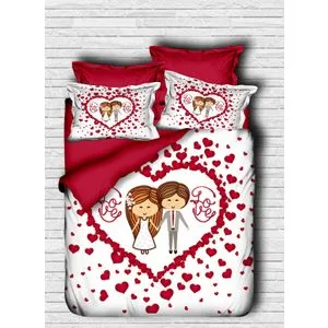 Set posteljine sa jorganskim prekrivačem 164 White Red Single