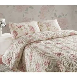 Set prekrivača za krevet Care - Pink Pink Ecru Beige, dvostruki, prošiveni