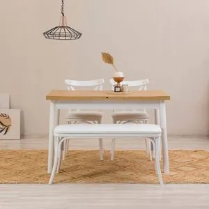 Set razvlačivog trpezarijskog stola i stolica Oliver Açl.White Karina-White (4 komada)