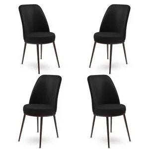 Set stolica Dexa - Crna, Braon Crna (4 komada)