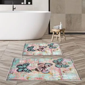Set višebojnih kupatilskih prostirki KT417 (2 komada)