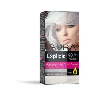 Set za trajno bojenje kose EXPLICIT 90.01 Silver Blonde / Srebrno plava