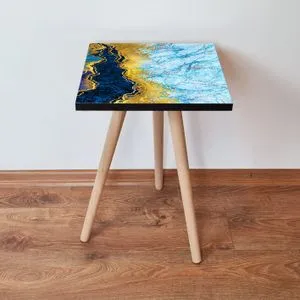 Shp92 - Plavi Stolić sa Zlatnim i Belim Akcentima