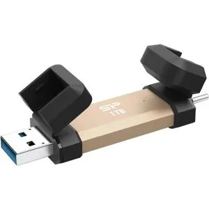 SILICON POWER Prenosni kompaktni eksterni SSD, 1TB, DS72 serija, zlatni (SP001TBUC3S72VPG)