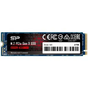 Silicon Power SP002TBP34A80M28 M.2 NVMe 2TB SSD, A80, PCIe Gen3x4, Read up to 3,400 MB/s, Write u...