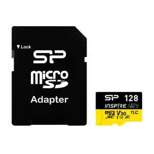 Silicon Power SP128GBSTXLV3V1NSP MicroSD 128GB, Inspire, SDXC, UHS-I U3 V30 A1 Class 10, Read/Wri...