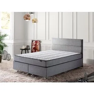 Silver - Grey (160 x 200) Grey Double Mattress, Base & Headboard