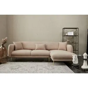 Simena Right - Beige BeigeGold Corner Sofa-Bed