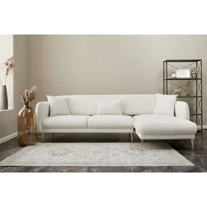 Simena Right - Cream CreamGold Corner Sofa-Bed